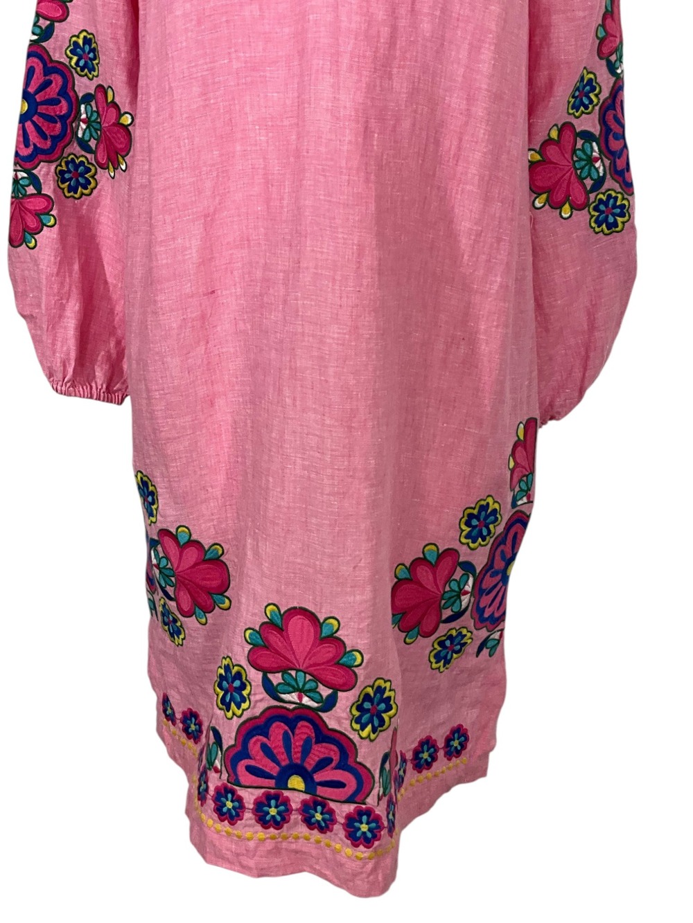 Boden Cleo Linen Dress 12L Pink Floral Embroidered Resortwear MISSING BELT - Picture 12 of 16